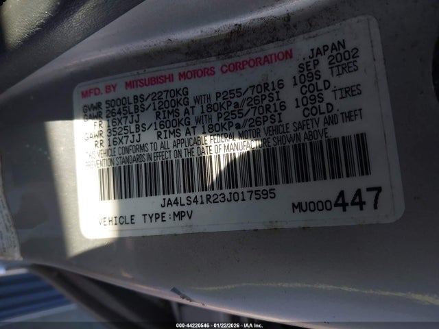 2003 MITSUBISHI MONTERO JA4LS41R23J017595 Photo 8