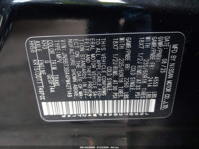 JN8BT3BA4PW427149 Nissan Rogue Sv Fwd