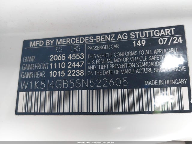 Продажа на аукционе авто 2025 Mercedes-benz Cla 250 Coupe, vin: W1K5J4GB5SN522605, номер лота: 44220613