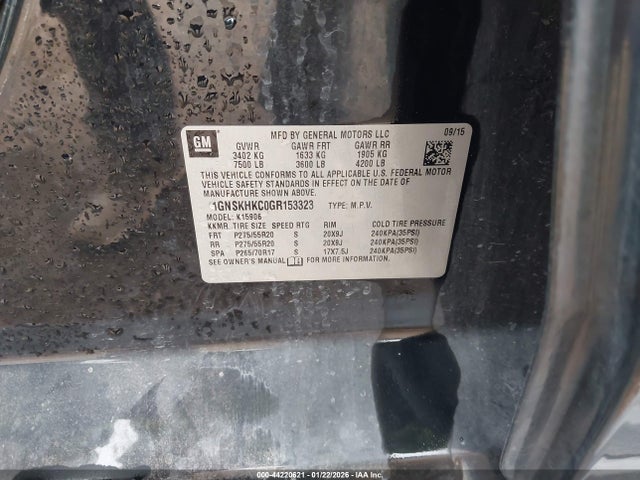 1GNSKHKC0GR153323 Chevrolet Suburban Lt