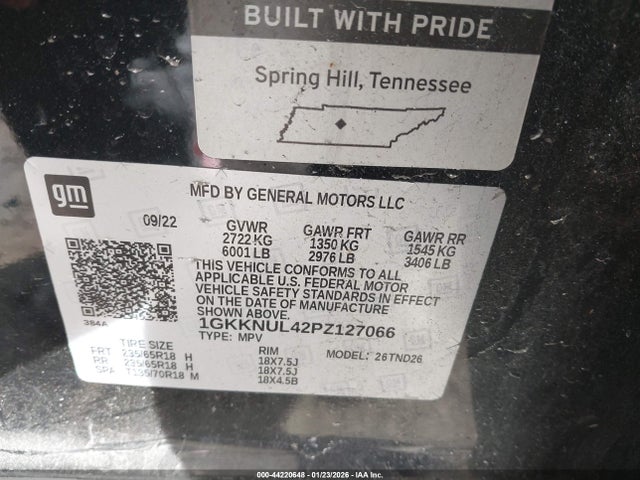 Aukcja sprzedaży 2023 Gmc Acadia Awd Slt, vin: 1GKKNUL42PZ127066, numer aukcji: 44220648