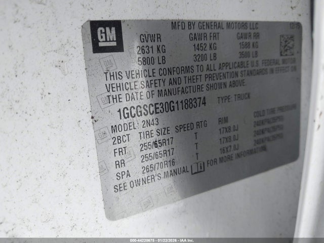 1GCGSCE30G1188374 Chevrolet Colorado Lt