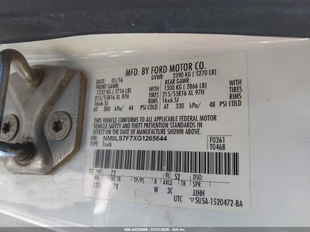 NM0LS7F7XG1265644 Ford Transit Connect Xlt