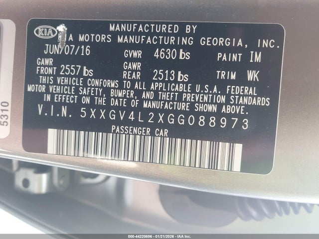 5XXGV4L2XGG088973 KIA Optima Sxl Turbo