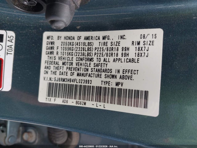 2015 HONDA CR-V 5J6RM3H94FL023993 Photo 8