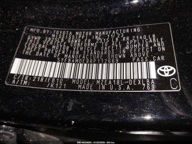 2024 TOYOTA COROLLA 5yfb4mde8rp112669 Photo 8