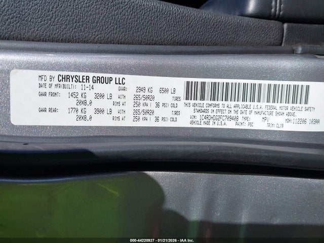 1C4RDHDG2FC709408 Dodge DURANGO LIMITED
