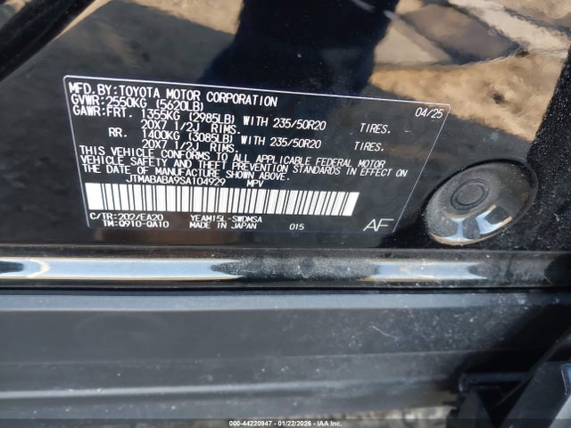 2025 Subaru Solterra Limited მანქანა იყიდება აუქციონზე, vin: JTMABABA9SA104929, აუქციონის ნომერი: 44220947