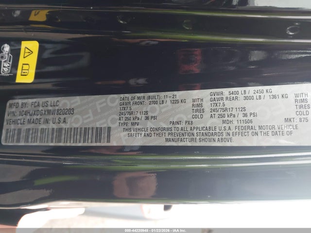 1C4HJXDGXMW820203 Jeep Wrangler Unlimited Sport 4x4