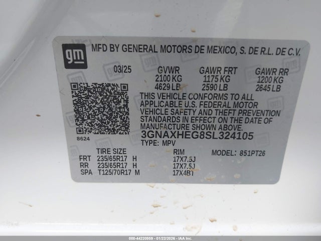 3GNAXHEG8SL324105 Chevrolet Equinox Fwd Lt