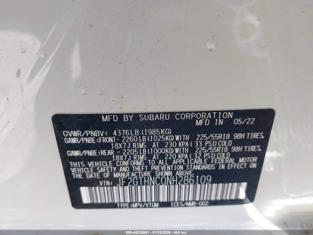 Subaru Crosstrek Limited 2022 JF2GTHNC0NH286109 Image 25