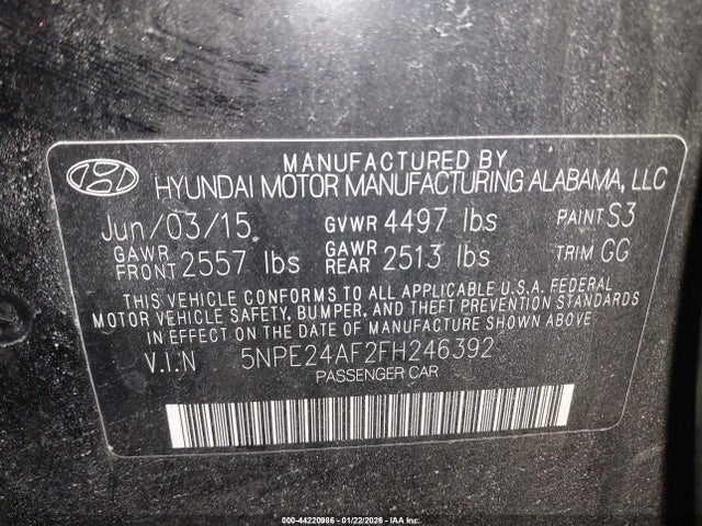 Продаж на аукціоні авто 2015 Hyundai Sonata Se, vin: 5NPE24AF2FH246392, номер лоту: 44220986