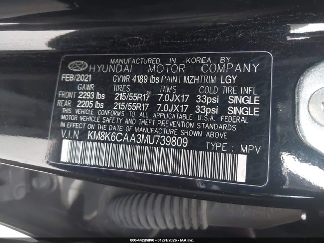 KM8K6CAA3MU739809 Hyundai Kona Sel Plus