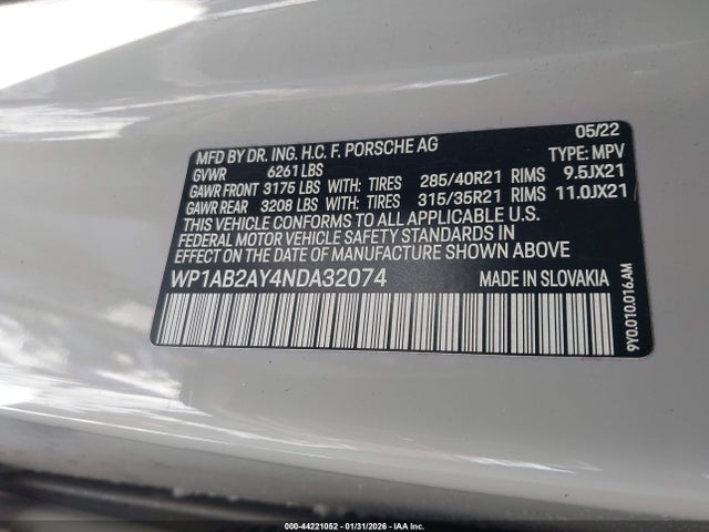 Продажа на аукционе авто 2022 Porsche Cayenne S/s Platinum Edition, vin: WP1AB2AY4NDA32074, номер лота: 44221052