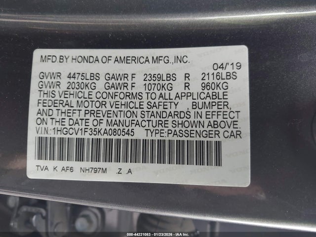 1HGCV1F35KA080545 Honda Accord Sport