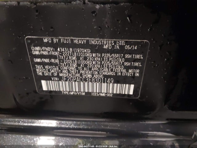 Subaru Xv Crosstrek 2.0i Premium 2014 JF2GPACC3E8301149 Image 9