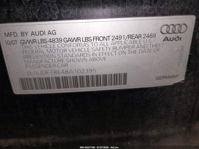 2008 AUDI A4 WAUDF78E48A102395 Photo 8