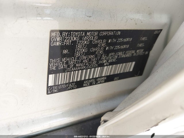 2021 TOYOTA VENZA JTEAAAAHXMJ042005 Photo 8