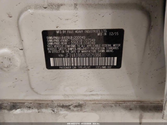 Subaru WRX 2016 JF1VA1B68G9825984 Image 9