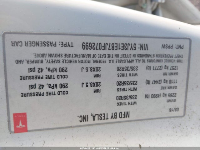 2018 TESLA MODEL 3 5YJ3E1EB7JF072699 Photo 8