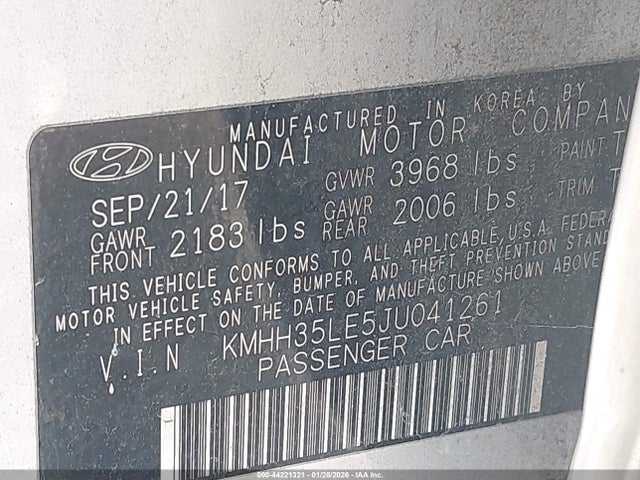 KMHH35LE5JU041261 Hyundai ELANTRA GT