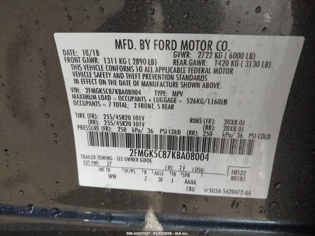 Ford FLEX SEL 2019 2FMGK5C87KBA08004 Image 9