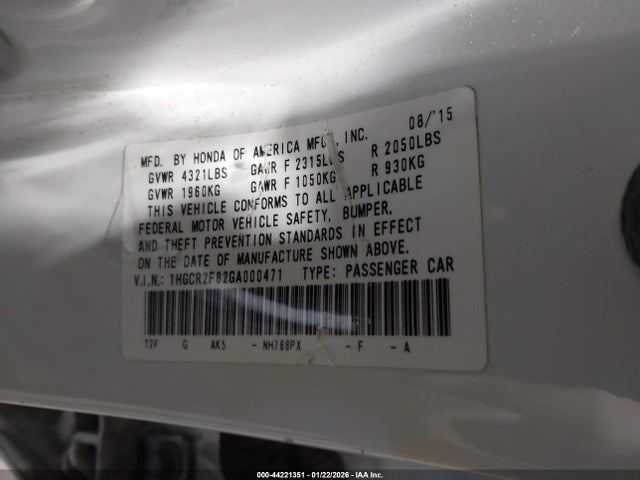 1HGCR2F82GA000471 Honda Accord Ex-l