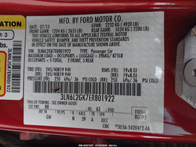 Lincoln MKZ 2014 3LN6L2GK7ER801922 Image 9