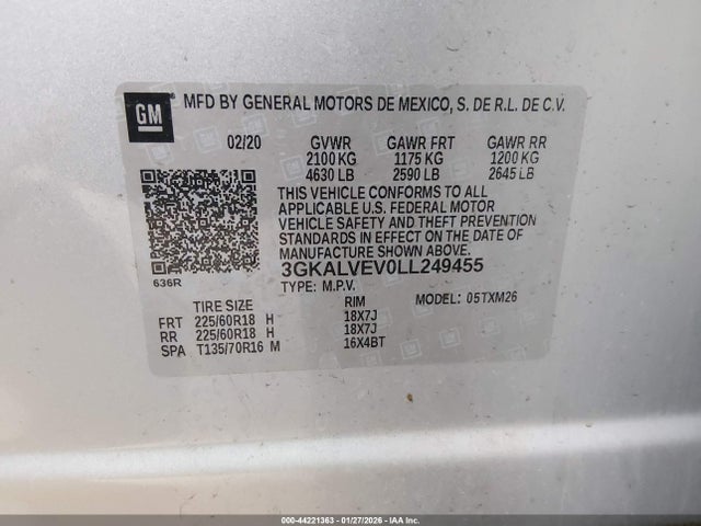 3GKALVEV0LL249455 GMC Terrain Awd Slt