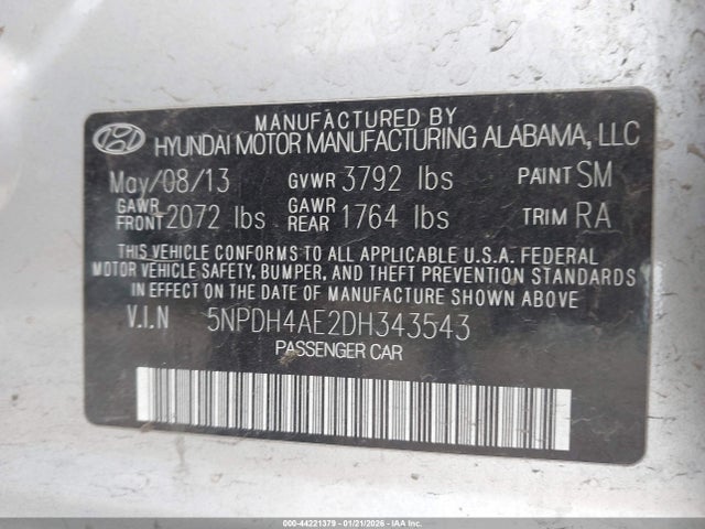 2013 HYUNDAI ELANTRA 5NPDH4AE2DH343543 Photo 8