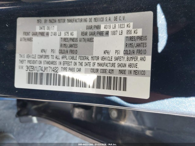 Продаж на аукціоні авто 2018 Mazda Mazda3 Sport, vin: 3MZBN1U74JM171482, номер лоту: 44221386