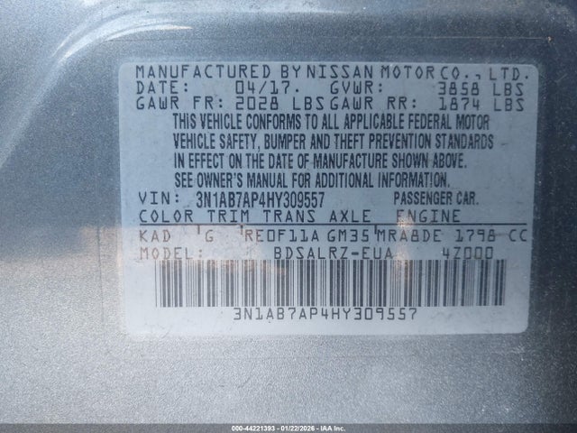 3N1AB7AP4HY309557 Nissan SENTRA SR