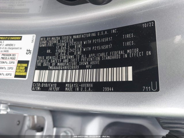 7MUAAABG4NV038889 Toyota Corolla Cross L