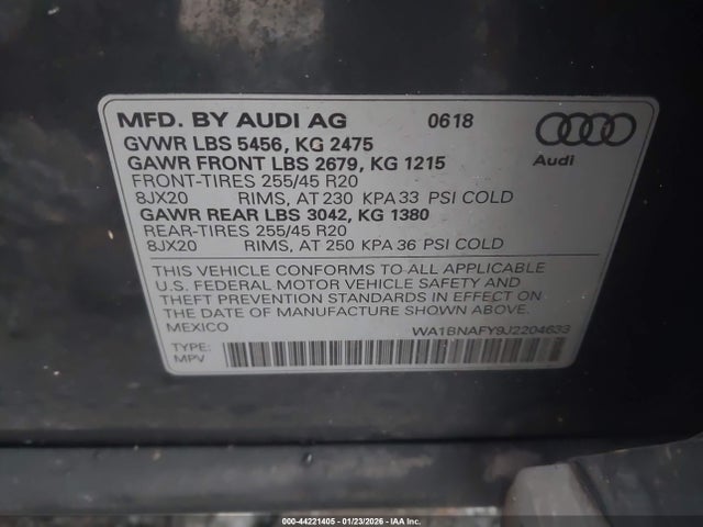 2018 AUDI Q5 WA1BNAFY9J2204633 Photo 8