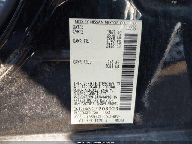 1N4BL4CV2LC208923 Nissan Altima Sr Fwd