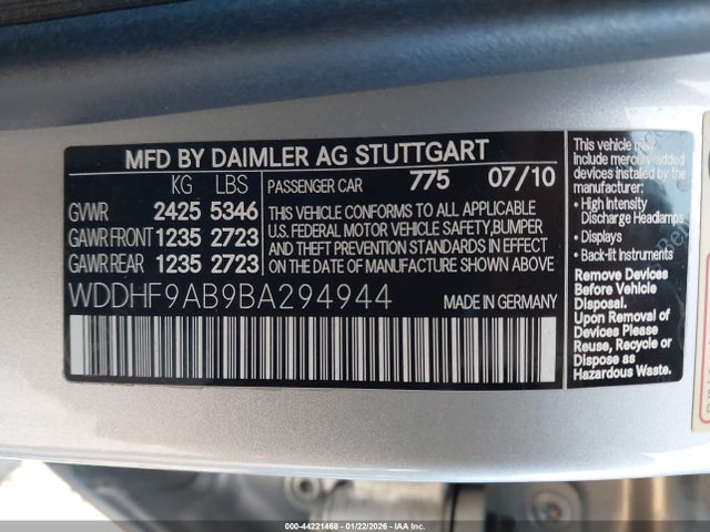 2011 MERCEDES-BENZ E 550 WDDHF9AB9BA294944 Photo 8