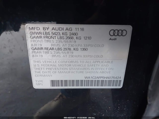 2017 AUDI Q5 WA1C2AFP5HA075424 Photo 8