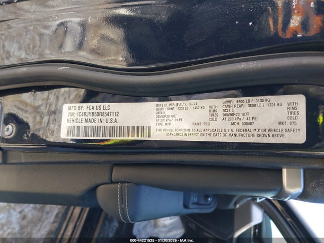 Продаж на аукціоні авто 2024 Jeep Grand Cherokee 4xe Anniversary Edition, vin: 1C4RJYB60R8547112, номер лоту: 44221525