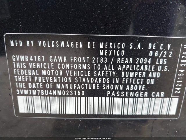 2022 VOLKSWAGEN JETTA 3VW7M7BU4NM023150 Photo 8