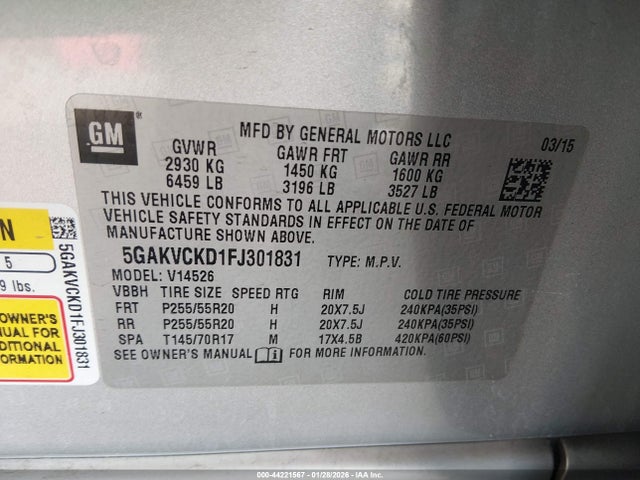 Buick Enclave Premium 2015 5GAKVCKD1FJ301831 Image 9