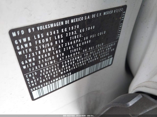 2022 VOLKSWAGEN TAOS 3VVRX7B24NM090138 Photo 8