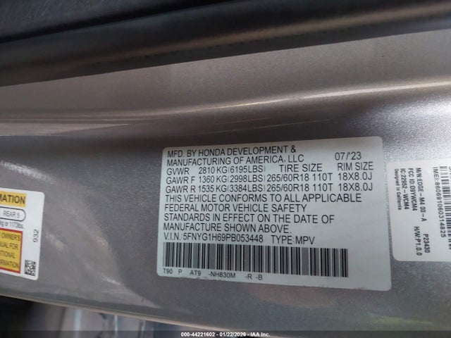 2023 HONDA PILOT 5FNYG1H69PB053448 Photo 8