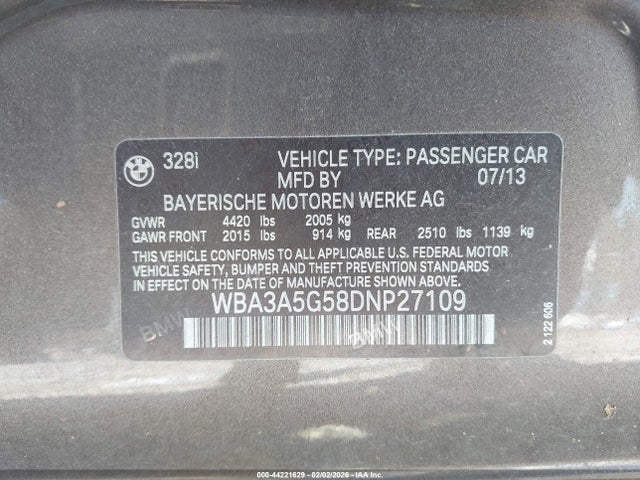 2013 BMW 328I WBA3A5G58DNP27109 Photo 8