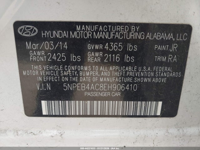 Hyundai SONATA GLS 2014 5NPEB4AC8EH906410 Image 9
