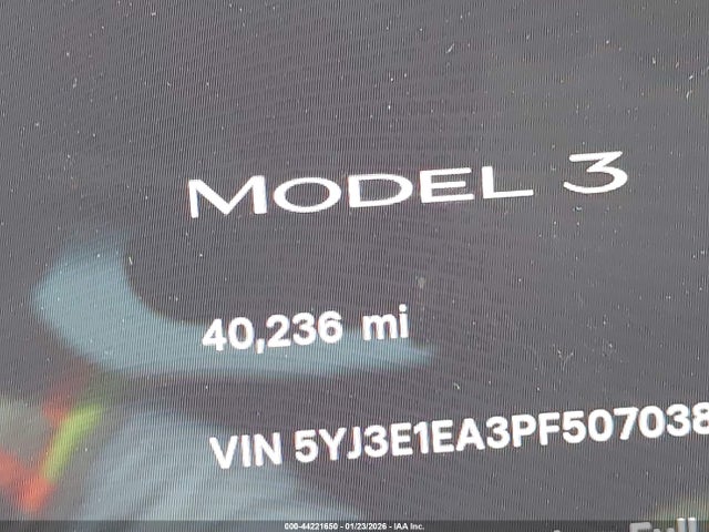 Продаж на аукціоні авто 2023 Tesla Model 3 Rear-wheel Drive, vin: 5YJ3E1EA3PF507038, номер лоту: 44221650