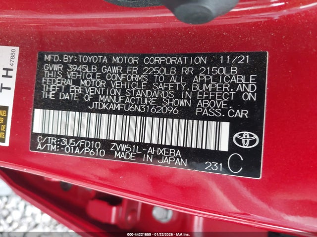 2022 TOYOTA PRIUS JTDKAMFU6N3162096 Photo 8