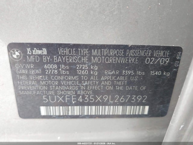 2009 BMW X5 5UXFE435X9L267392 Photo 8