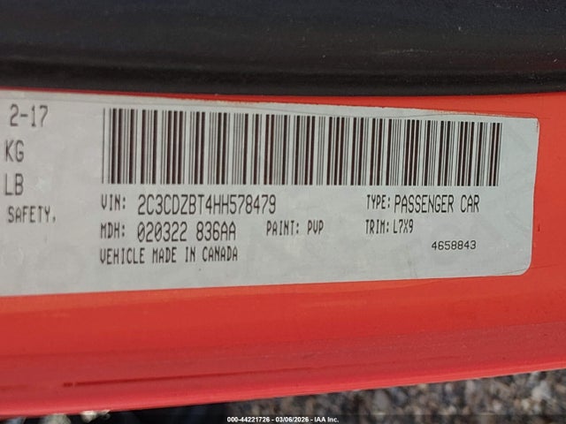 Aukcja sprzedaży 2017 Dodge Challenger R/t, vin: 2C3CDZBT4HH578479, numer aukcji: 44221726