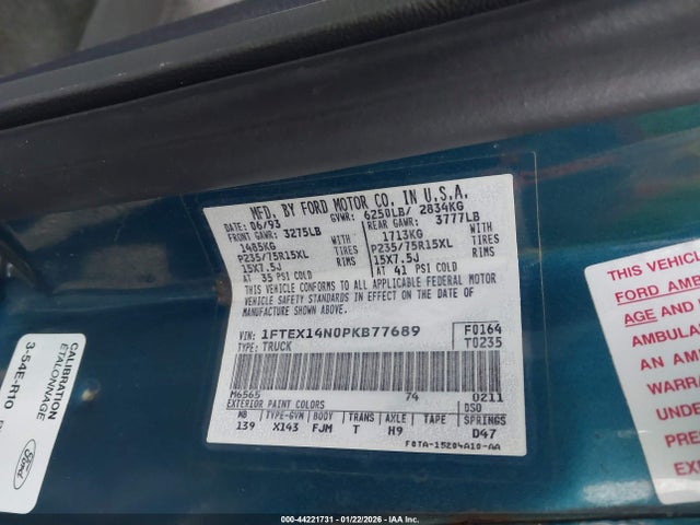 1993 FORD F150 1FTEX14NOPKB77689 Photo 8