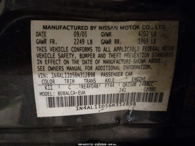 2006 NISSAN ALTIMA 1N4AL11D56N312898 Photo 8